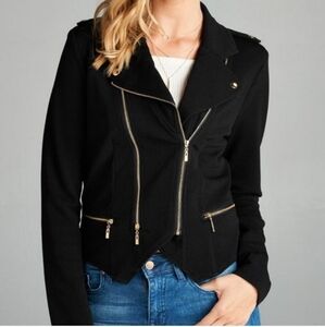 Fashion Magazine Black Blazer with Gold Zippers